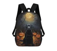 sinyumoney Black Lab Halloween Backpack School Lightweight Schoolbag Dayback Bookbag College for Men/Women 17inch