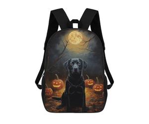 sinyumoney Black Lab Halloween Backpack School Lightweight Schoolbag Dayback Bookbag College for Men/Women 17inch