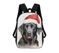 sinyumoney Black Lab Santa Hat Xmas School Backpack Travel College Rucksack Backpacks for Campus Outdoor Travel Sports 17inch