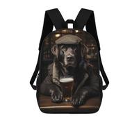 sinyumoney Black Labrador at The Pub School Bag Backpack Teen Schoolbag 3D Printing Adjustable Schoolbag Fashion Pocket Bag for Kids Boys Girls Students And Teenagers Fans 17inch