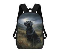 sinyumoney Black Labrador in Highland 17 Inch Kids Backpack Fashion Fun Backpack Book Bag for Boys And Teenager 3D Printed for Boys