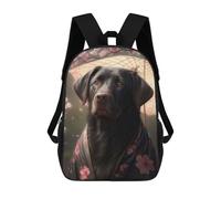 sinyumoney Black Labrador Kimono Backpack School Bag Lightweight Airport College Students Back Pack for Teenage Girls Boys Women Men 17inch