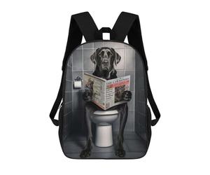 sinyumoney Black Labrador on Toilet Backpack School Work Laptop Backpack Rucksack Bag for Men, Women & Teenage Boys 17inch