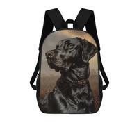 sinyumoney Black Labrador Portrait School Bag Backpack Teen Schoolbag 3D Printing Adjustable Schoolbag Fashion Pocket Bag for Kids Boys Girls Students And Teenagers Fans 17inch