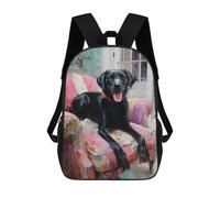sinyumoney Black Labrador Retriever Painting Backpack School Bag High Secondary School Bags Casual Backpack for Teenage Girls Boys Women Men 17inch