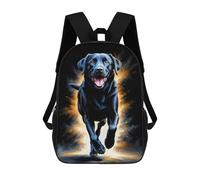 sinyumoney Black Labrador Running School Backpack Lightweight Casual Daypack School Backpacks for Boys/Girls/Teenagers 17inch
