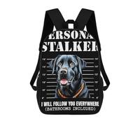sinyumoney Black Labrador Stalker Backpack School Bag Business Laptop Rucksack Bag Unisex Casual Daypack for Teenage Girls Boys Women Men 17inch
