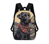 sinyumoney Black Labrador with Bandana Backpack School Lightweight Casual Daypack School Backpacks for Men, Women & Teenage Boys 17inch