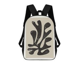 sinyumoney Black Leaf Shape on Beige Background Backpack School Bag Lightweight Airport College Students Back Pack for Teenage Girls Boys Women Men 17inch
