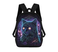 sinyumoney Black Light Cat 12 Backpack School Secondary Causal Travel High School Bags for Boys/Girls/Teenagers 17inch