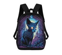 sinyumoney Black Light Cat 16 Backpack School Lightweight Casual Daypack School Backpacks for Boys/Girls/Teenagers 17inch