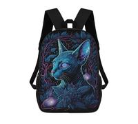 sinyumoney Black Light Cat 17 School Backpack for Girls Backpack Water Repellent Casual Daypack Lightweight Rucksack Boy Girl School Backpack 17inch