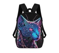 sinyumoney Black Light Cat 20 Backpacks Kids School Backpack School Bag 3D Printed School Bag for Boys Elementary And Middle School Students 17inch