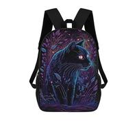 sinyumoney Black Light Cat 25 Children's Backpack, 3D Printed School Backpack, Backpack for Boys Girls, Adjustable School Bag for Primary School 17inch