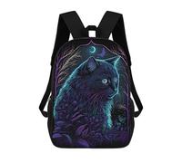 sinyumoney Black Light Cat 7 School Bags School Secondary High School College Backpack Travel for Campus Outdoor Travel Sports 17inch