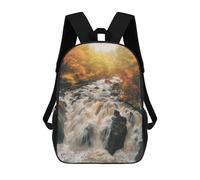 sinyumoney Black Linn Falls Hermitage Backpack School Lightweight Casual Daypack School Backpacks for Boys/Girls/Teenagers 17inch
