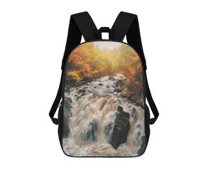 sinyumoney Black Linn Falls Hermitage Ronaldo Backpack, Children's Backpack, Student School Bag, Book Bag, 3D Printed School Bag For Boys And Girls, 17inch