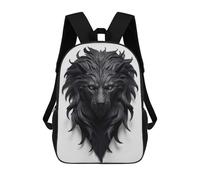 sinyumoney Black Lion Head Sculpture 3D Printed Children's 17 Inch Backpacks 3D Printed Casual School Bag for Boys Elementary And Middle