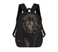 sinyumoney Black Lion King Portrait School Backpack Large School Backpack for Boys for Campus Outdoor Travel Sports 17inch
