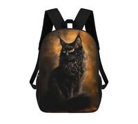 sinyumoney Black Maine Coon Cat Portrait Backpack School Bag Secondary Causal Travel High School Bags for Boys/Girls/Teenagers 17inch