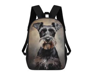 sinyumoney Black Miniature Schnauzer Portrait Backpack School Bag Travel College Rucksack Backpacks for Campus Outdoor Travel Sports 17inch