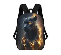sinyumoney Black Panther Fantasy Fire Backpacks Children's Backpacks School Bag 3D Printed Children's School Backpack Fashion Travel Backpacks for Kids Elementary Middle School 17inch