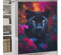 sinyumoney Black Panther Flower Dream Anti-Mould Proof Resistant Quick Drying Proof Resistant Hilarious Bath Curtain for Stalls Bathtubs 69.69x70.87Inch（177x180cm）