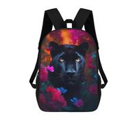sinyumoney Black Panther Flower Dream School Backpack School Bags for Girls Boys Backpack with Pocket Fashion School Bag Kids Backpack 17inch