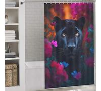 sinyumoney Black Panther Flower Dream Shower Curtain for Bathroom Daily Household Stylish Washable Shower Curtains Mould Proof for Bathroom Bathtub Apartment Decor 53.54x70.87Inch（136x180cm）