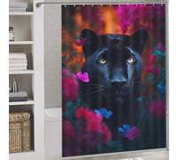 sinyumoney Black Panther Flower Dream Shower Curtain for Bathroom Thicken Durable Polyester Anti-Mould Proof Resistant for Home Bathroom Toile Hotel Decor 64.17x70.87Inch（163x180cm）