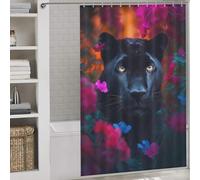 sinyumoney Black Panther Flower Dream Shower Curtains Mould Proof Waterproof Polyester Fabric Modern Fabric Bathroom Decor Set for Bathroom Bathtub Apartment Decor 56.30x70.87Inch（143x180cm）