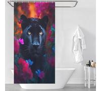 sinyumoney Black Panther Flower Dream Shower Curtains Set with 12 Hooks with Hooks Waterproof Fabric Shower Curtain Waterproof Mould for Bathroom Bathtub Apartment Decor 35.43x70.87Inch（90x180cm）