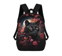 sinyumoney Black Panther in Flowers Backpack School Bag Rucksack Casual Daypacks School Work Travel Bag for Teenage Girls Boys Women Men 17inch