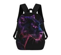 sinyumoney Black Panther Neon Animal 3D Printed 17inch Kids School Backpack School Bag Fashion Rucksacks for Boys Elementary And Middle School Students