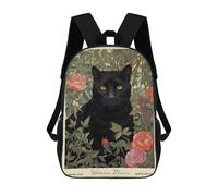 sinyumoney Black Panther Roses Morris Backpack School Bag Secondary Causal Travel High School Bags for Boys/Girls/Teenagers 17inch