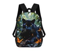 sinyumoney Black Panther with Butterflies Backpack School Bag Large Water Resistant Laptop Backpack for School/Work/Travel 17inch