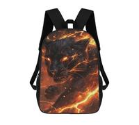 sinyumoney Black Panther with Fire Effect 3D Printed School Bag Children's School Backpack Schoolbags Travel Backpacks Casual Fashion Bag for Kids School Students 17inch