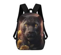 sinyumoney Black Panther with Golden Roses School Bag Backpack Teen Schoolbag 3D Printing Adjustable Schoolbag Fashion Pocket Bag for Kids Boys Girls Students And Teenagers Fans 17inch