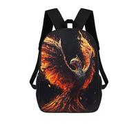 sinyumoney Black Phoenix Children's School Backpack 3D Printed for Kids Travel Rucksacks Book Bags Kids School Bag 17inch