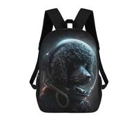 sinyumoney Black Poodle Astronaut Backpack School High Secondary School Bags Casual Backpack for Men, Women & Teenage Boys 17inch