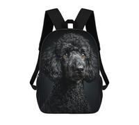 sinyumoney Black Poodle Dog Portrait Backpack School Bag Large School Backpack for Boys - Perfect for Travel, Work And Daily Use 17inch