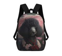 sinyumoney Black Poodle Kimono Backpack School Bag Secondary Causal Travel High School Bags for Camping Outdoor Adventures And Daily Travel 17inch