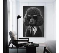 sinyumoney Black Poodle Mafia Boss Pictures for Hallway for Bedroom Office Bathroom Decor Wall Decoration 12x18inch(30x45cm)