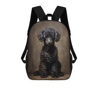 sinyumoney Black Poodle Portrait 3D Printed Children's School Backpack for Kids High Capacity Travel Rucksacks 17 Inch Book Bags Kids