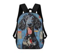 sinyumoney Black Poodle Portrait School Bag Backpack Teen Schoolbag 3D Printing Adjustable Schoolbag Fashion Pocket Bag for Kids Boys Girls Students And Teenagers Fans 17inch