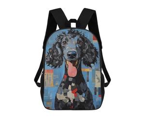 sinyumoney Black Poodle Portrait School Bag Backpack Teen Schoolbag 3D Printing Adjustable Schoolbag Fashion Pocket Bag for Kids Boys Girls Students And Teenagers Fans 17inch