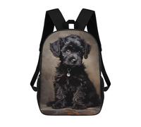 sinyumoney Black Poodle Puppy Backpack School Lightweight Schoolbag Dayback Bookbag College for Girl, Teen Girls 17inch