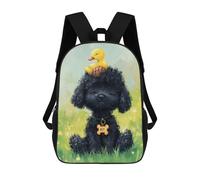 sinyumoney Black Poodle with Yellow Duck -1 Backpack School Bag Large School Backpack for Boys - Perfect for Travel, Work And Daily Use 17inch