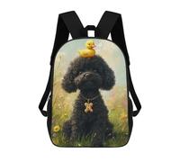 sinyumoney Black Poodle with Yellow Duck -4 School Bags Large Water Resistant Laptop Backpack - Perfect for Travel, Work And Daily Use 17inch