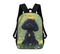 sinyumoney Black Poodle with Yellow Duck Backpack School Bag Water Resistant School Bag Business Backpack for Boys/Girls/Teenagers 17inch